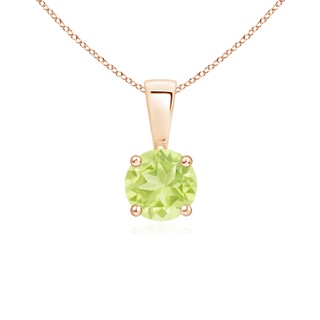 5mm A Classic Prong-Set Round Peridot Solitaire Pendant in Rose Gold
