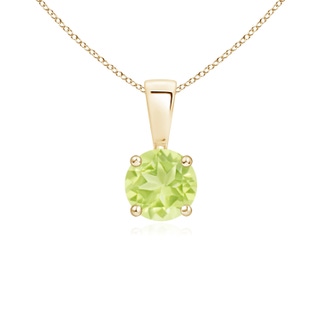 5mm A Classic Prong-Set Round Peridot Solitaire Pendant in Yellow Gold