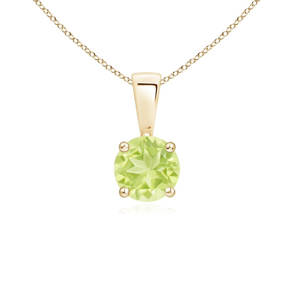 5mm A Classic Prong-Set Round Peridot Solitaire Pendant in Yellow Gold 