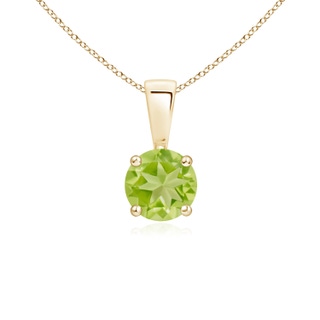5mm AA Classic Prong-Set Round Peridot Solitaire Pendant in Yellow Gold