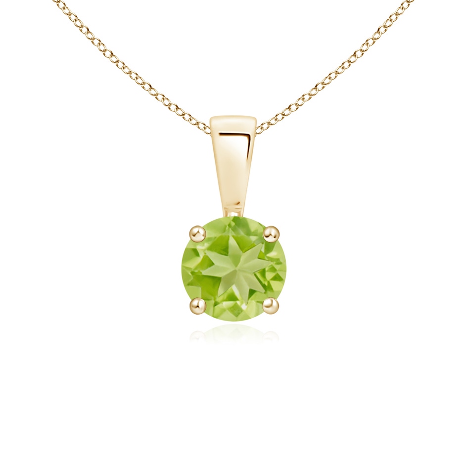 5mm AA Classic Prong-Set Round Peridot Solitaire Pendant in Yellow Gold 