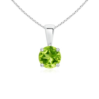 5mm AAA Classic Prong-Set Round Peridot Solitaire Pendant in White Gold