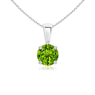 5mm AAAA Classic Round Peridot Solitaire Pendant in P950 Platinum