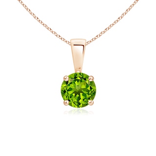 5mm AAAA Classic Prong-Set Round Peridot Solitaire Pendant in Rose Gold