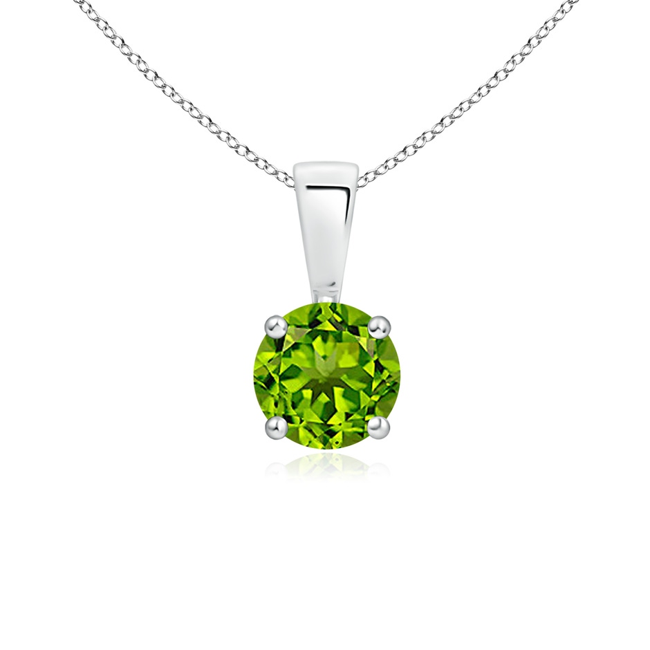 5mm AAAA Classic Prong-Set Round Peridot Solitaire Pendant in S999 Silver 