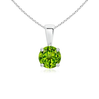 5mm AAAA Classic Prong-Set Round Peridot Solitaire Pendant in White Gold