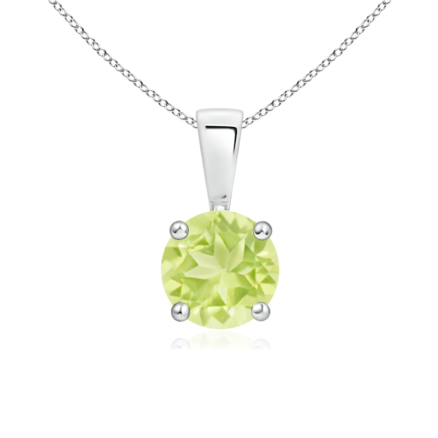 6mm A Classic Prong-Set Round Peridot Solitaire Pendant in P950 Platinum