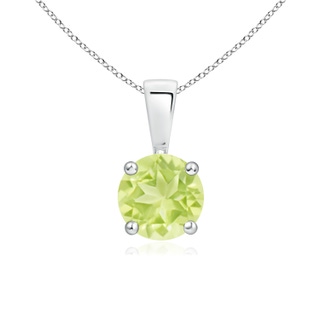 6mm A Classic Prong-Set Round Peridot Solitaire Pendant in P950 Platinum