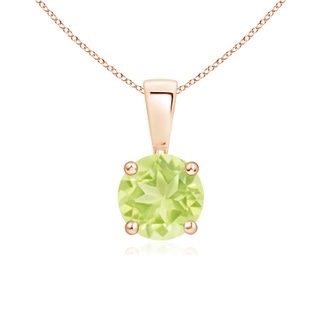 6mm A Classic Prong-Set Round Peridot Solitaire Pendant in Rose Gold