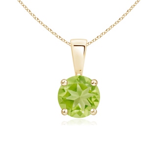 6mm AA Classic Prong-Set Round Peridot Solitaire Pendant in Yellow Gold