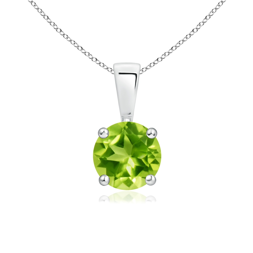 6mm AAA Classic Round Peridot Solitaire Pendant in 18K White Gold 