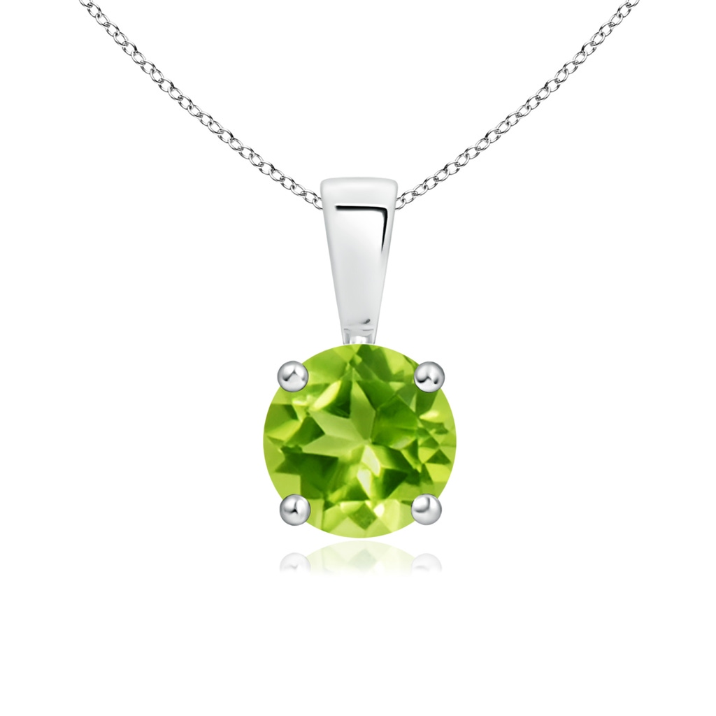 6mm AAA Classic Round Peridot Solitaire Pendant in 18K White Gold