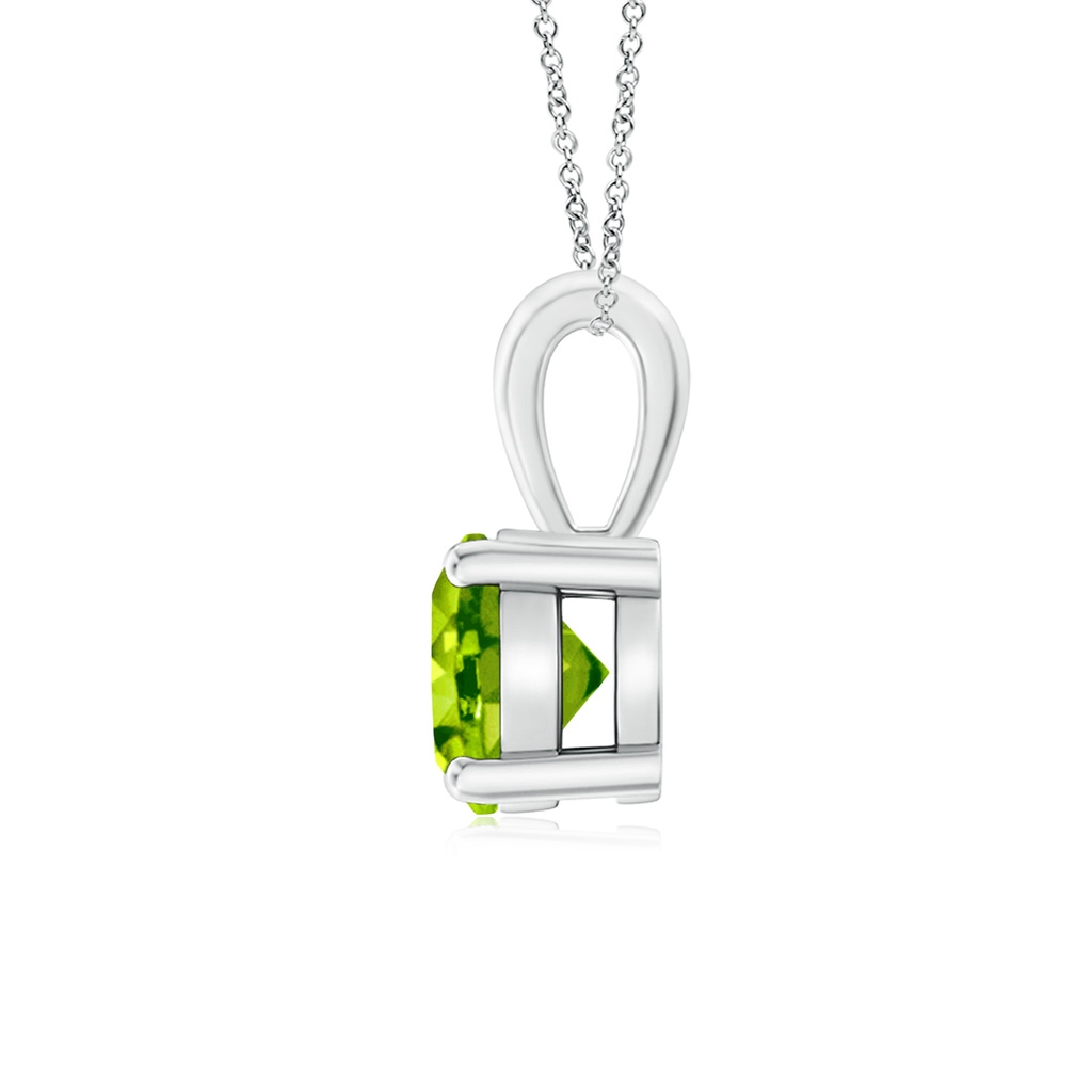6mm AAA Classic Round Peridot Solitaire Pendant in 18K White Gold Side-1