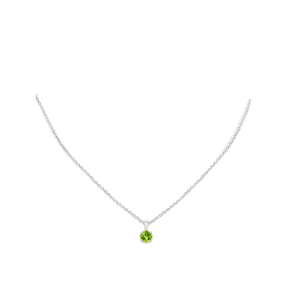 6mm AAA Classic Prong-Set Round Peridot Solitaire Pendant in White Gold pen