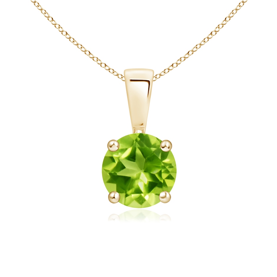 6mm AAA Classic Prong-Set Round Peridot Solitaire Pendant in Yellow Gold 