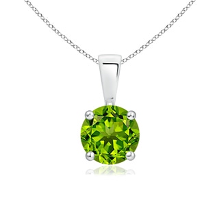 6mm AAAA Classic Round Peridot Solitaire Pendant in P950 Platinum