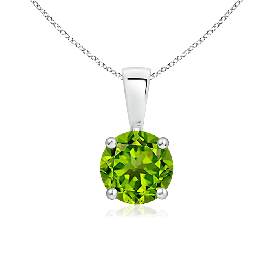 6mm AAAA Classic Prong-Set Round Peridot Solitaire Pendant in P950 Platinum 