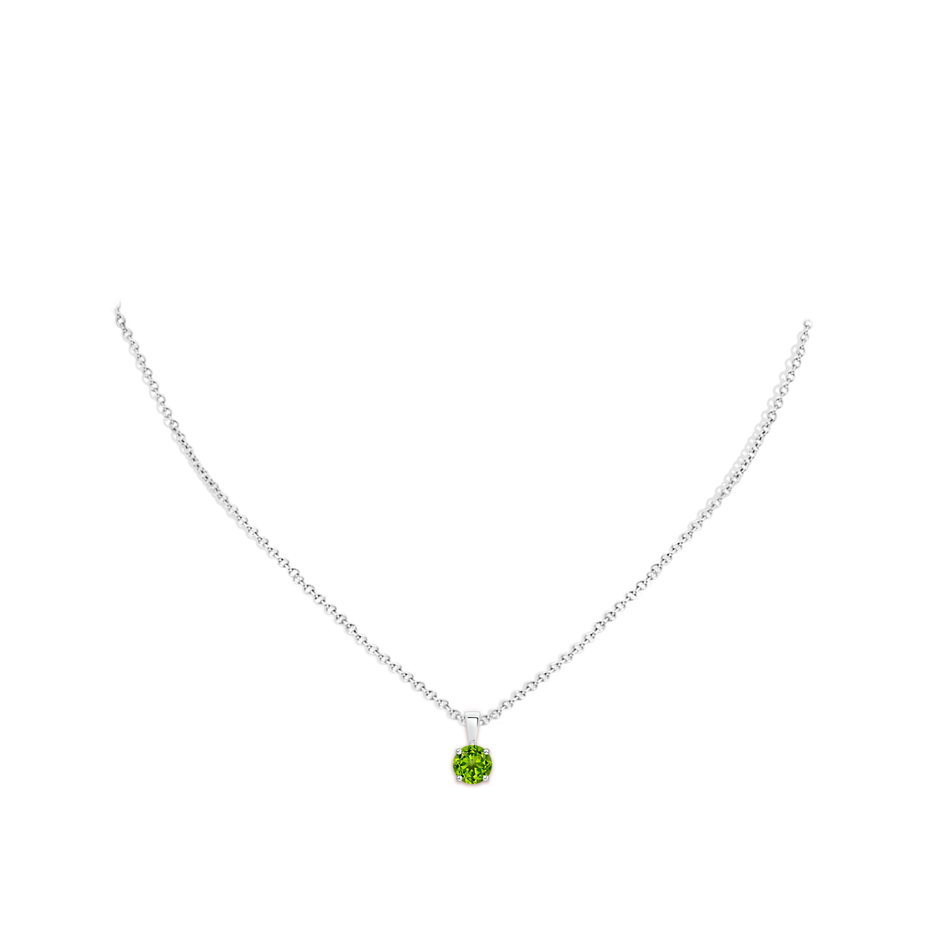 6mm AAAA Classic Prong-Set Round Peridot Solitaire Pendant in P950 Platinum pen