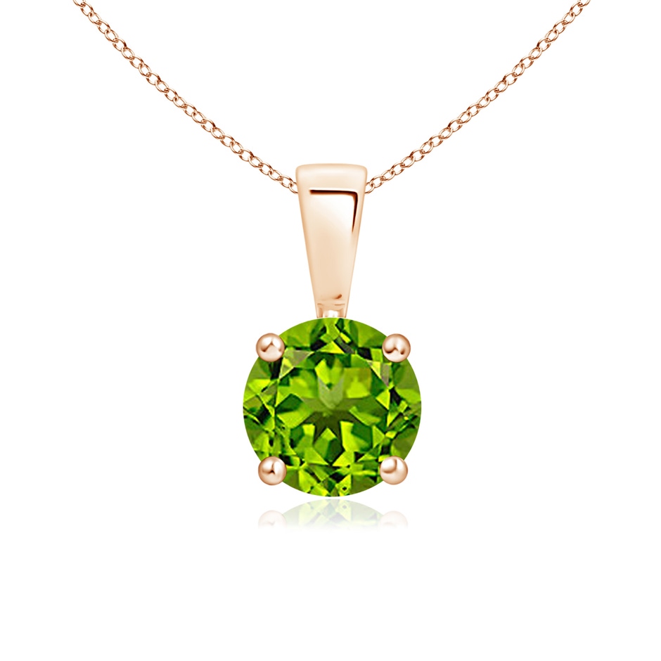 6mm AAAA Classic Prong-Set Round Peridot Solitaire Pendant in Rose Gold 
