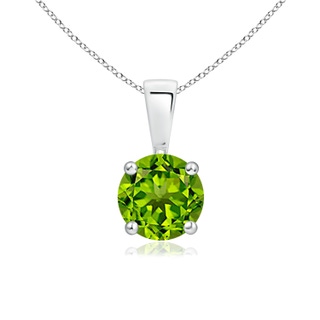 6mm AAAA Classic Round Peridot Solitaire Pendant in White Gold