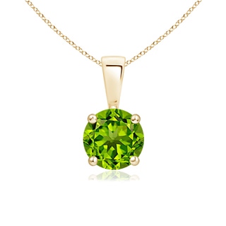 6mm AAAA Classic Round Peridot Solitaire Pendant in Yellow Gold