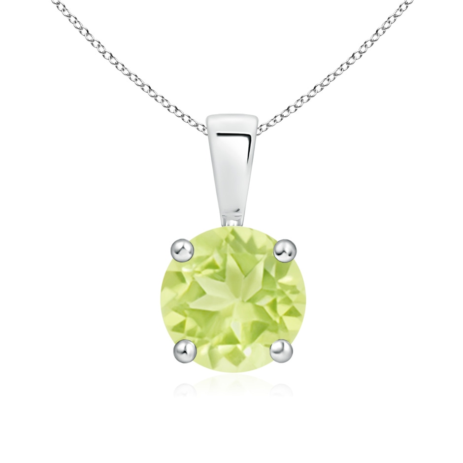 7mm A Classic Prong-Set Round Peridot Solitaire Pendant in S999 Silver 