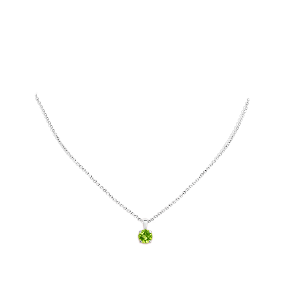 7mm AAA Classic Prong-Set Round Peridot Solitaire Pendant in White Gold pen