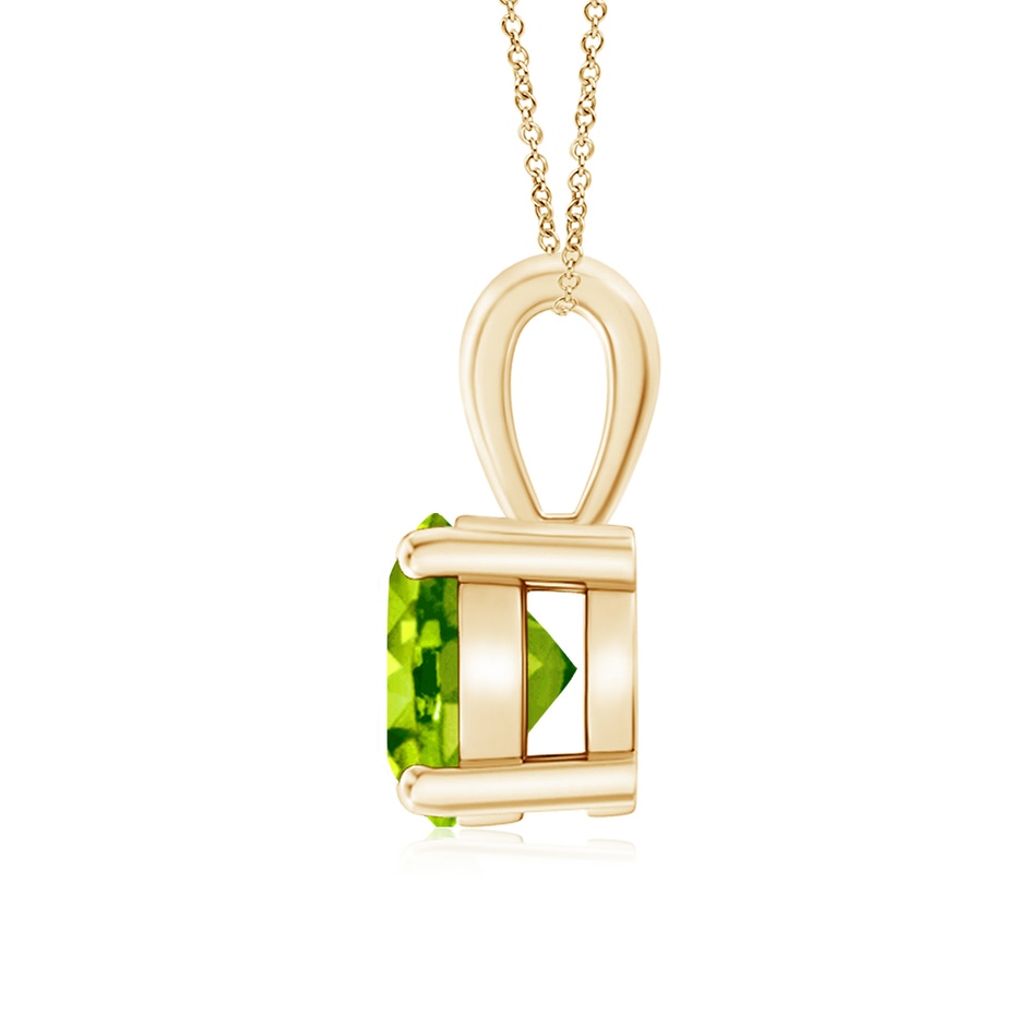 7mm AAA Classic Prong-Set Round Peridot Solitaire Pendant in Yellow Gold side 199