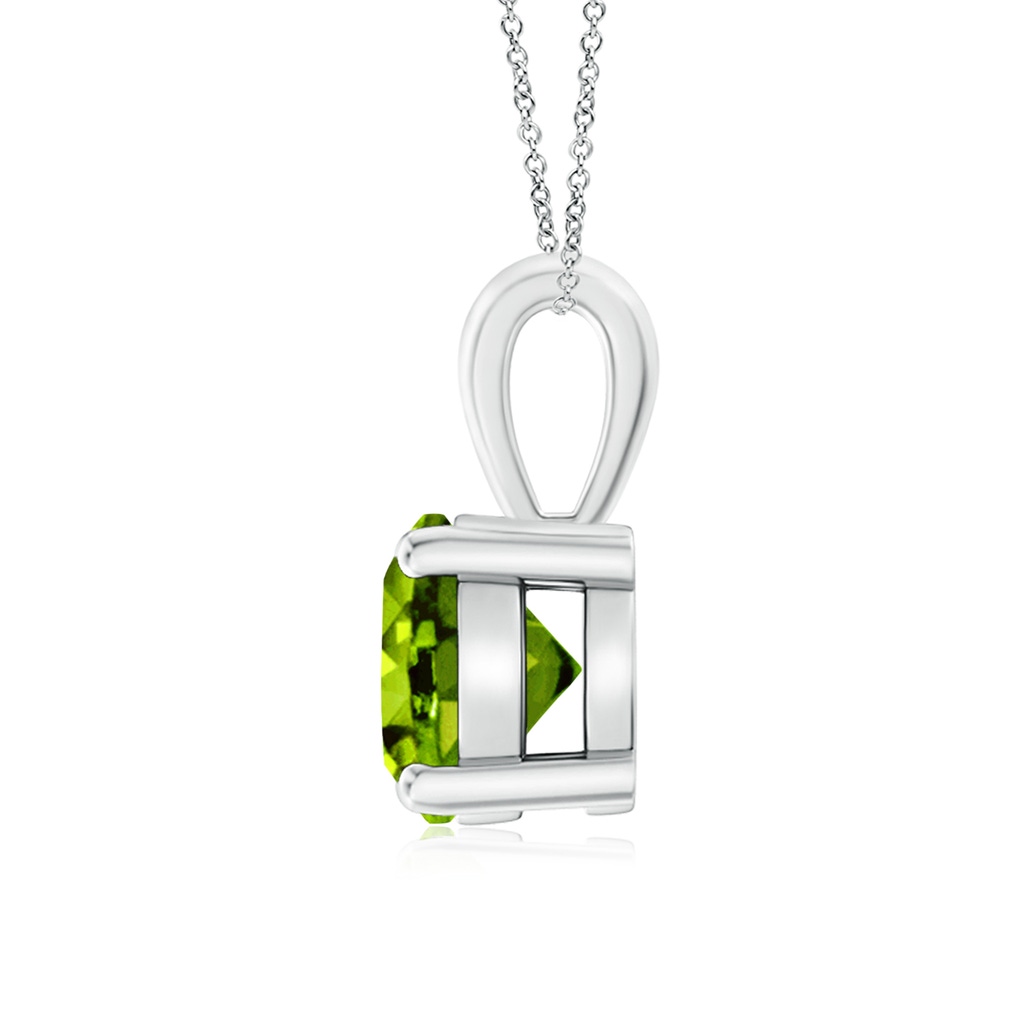 7mm AAAA Classic Round Peridot Solitaire Pendant in 18K White Gold Side-1