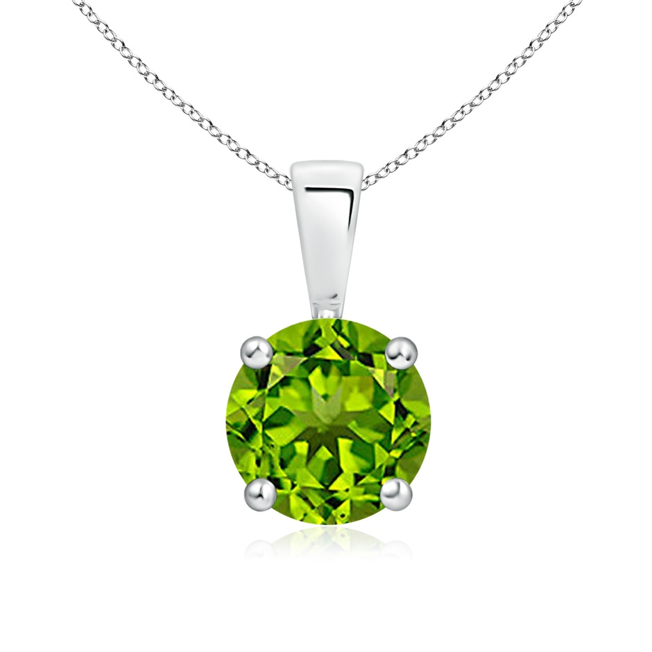 7mm AAAA Classic Prong-Set Round Peridot Solitaire Pendant in P950 Platinum 