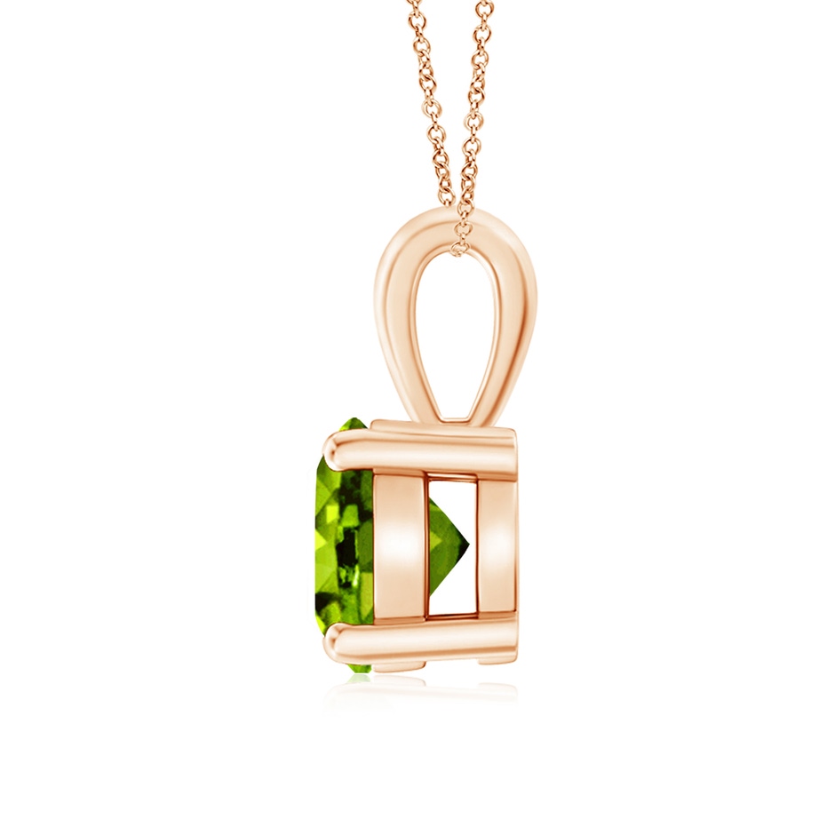 7mm AAAA Classic Prong-Set Round Peridot Solitaire Pendant in Rose Gold side 199