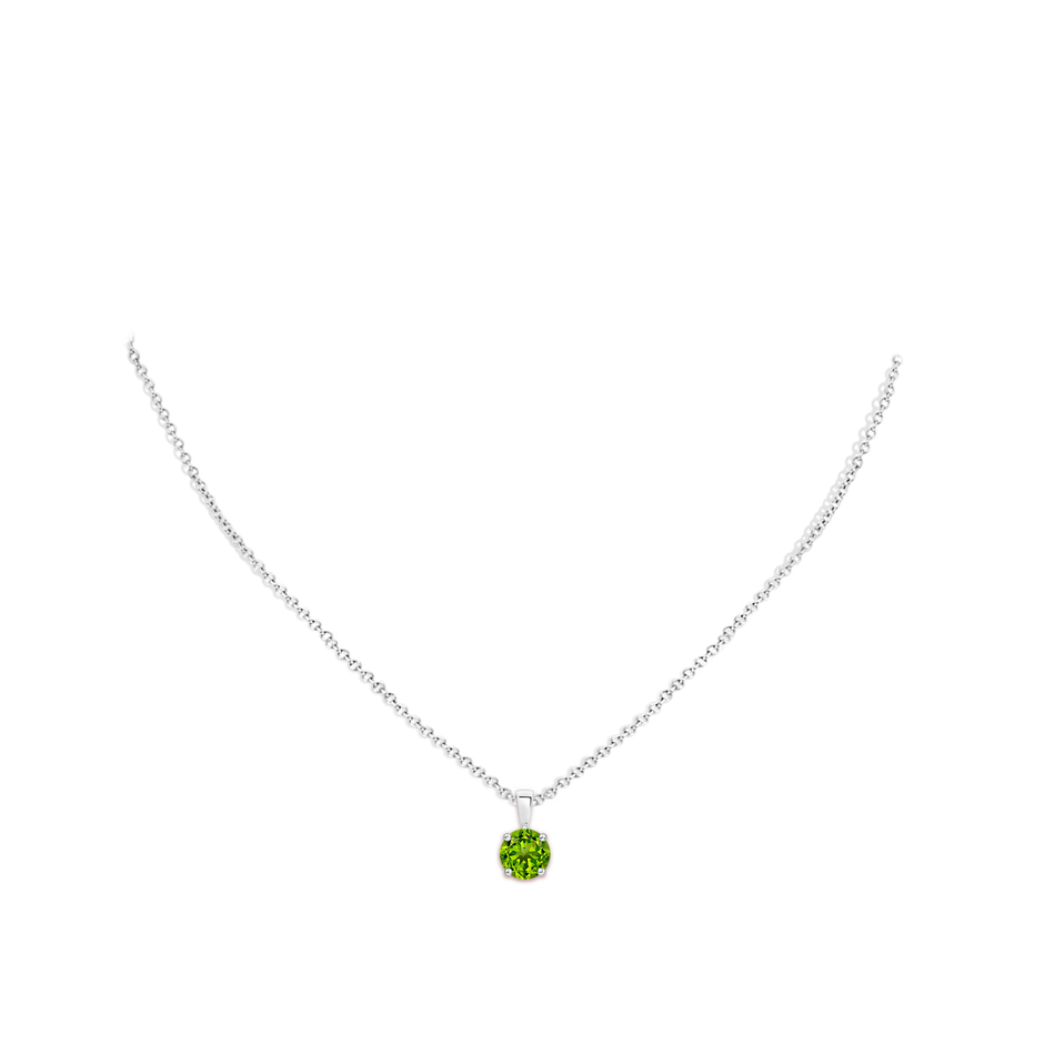 7mm AAAA Classic Prong-Set Round Peridot Solitaire Pendant in S999 Silver pen