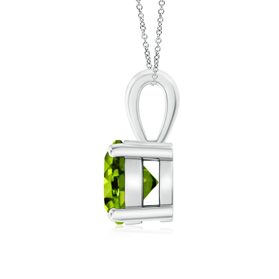 7mm AAAA Classic Round Peridot Solitaire Pendant in White Gold side-1