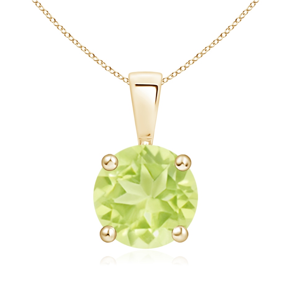 8mm A Classic Prong-Set Round Peridot Solitaire Pendant in Yellow Gold 