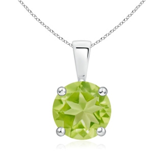 8mm AA Classic Prong-Set Round Peridot Solitaire Pendant in White Gold