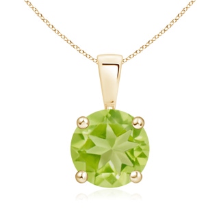 8mm AA Classic Prong-Set Round Peridot Solitaire Pendant in Yellow Gold
