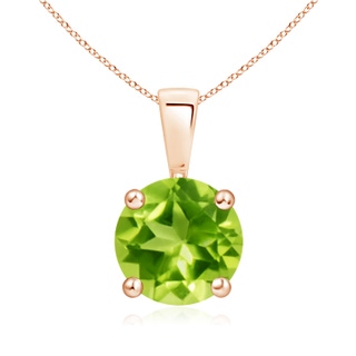 8mm AAA Classic Prong-Set Round Peridot Solitaire Pendant in Rose Gold