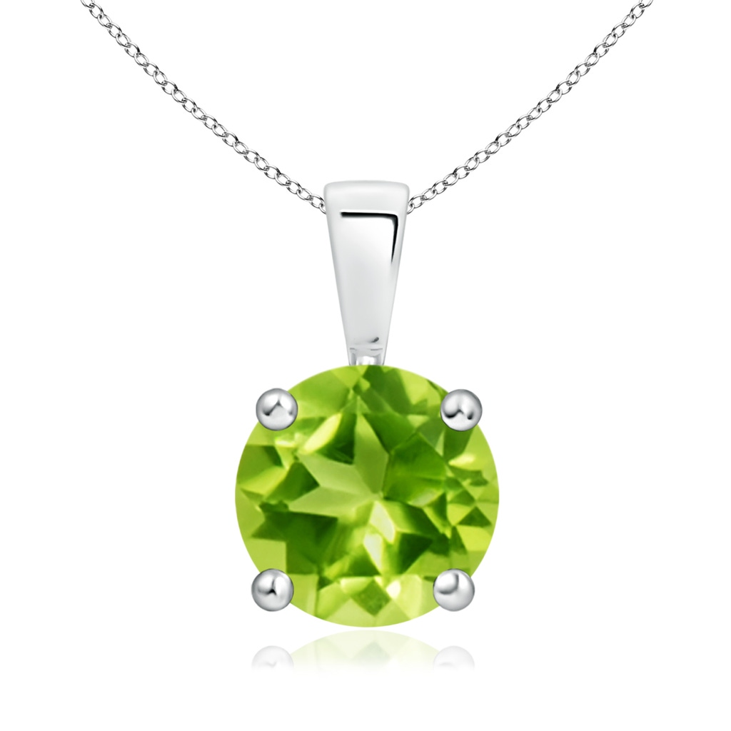 8mm AAA Classic Round Peridot Solitaire Pendant in White Gold