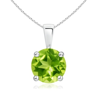 8mm AAA Classic Round Peridot Solitaire Pendant in White Gold