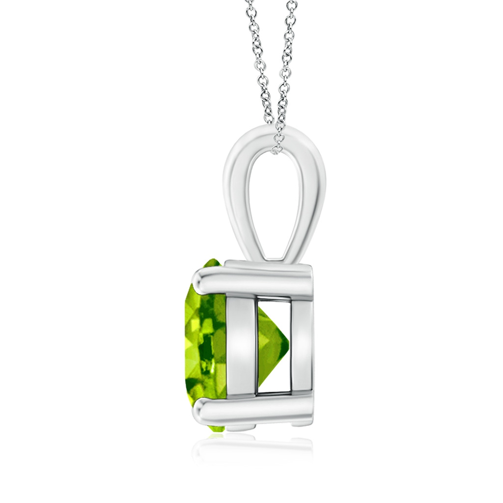 8mm AAA Classic Round Peridot Solitaire Pendant in White Gold Side-1