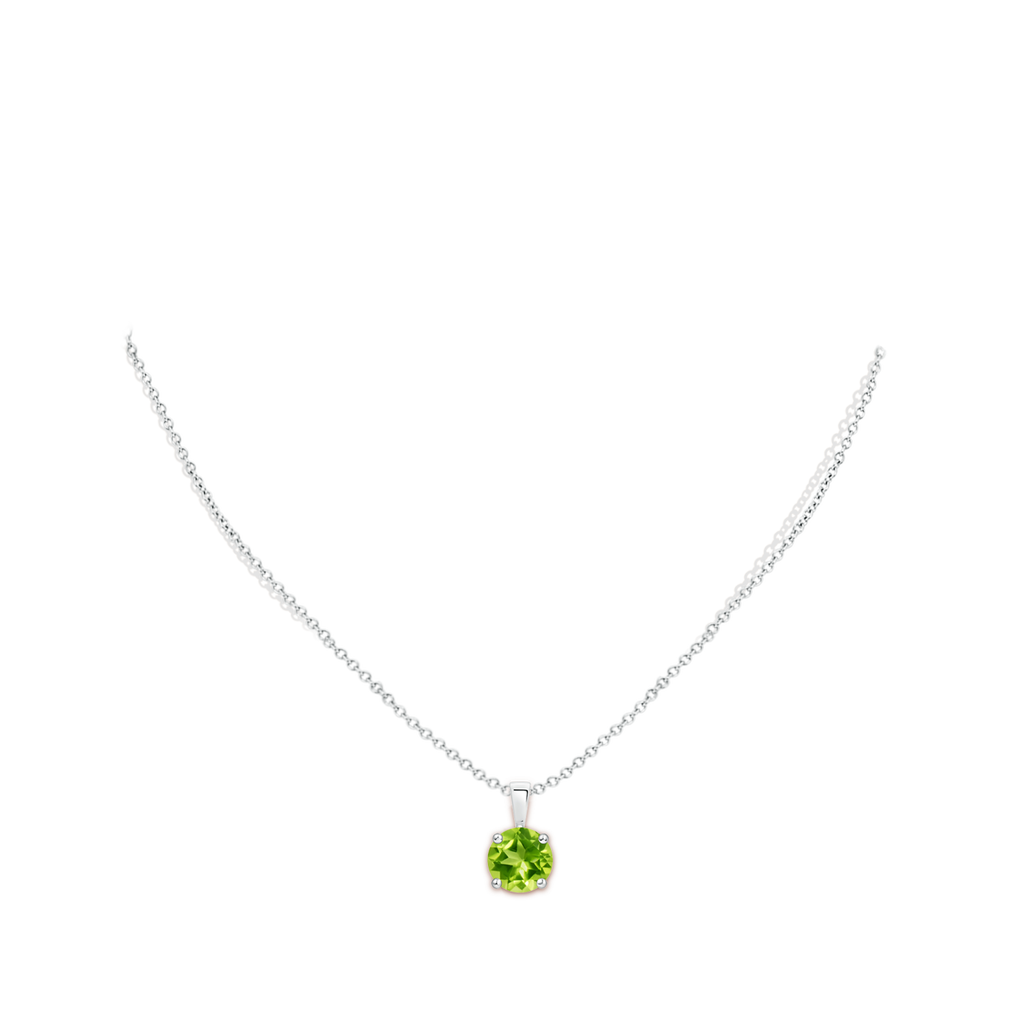 8mm AAA Classic Round Peridot Solitaire Pendant in White Gold Body-Neck