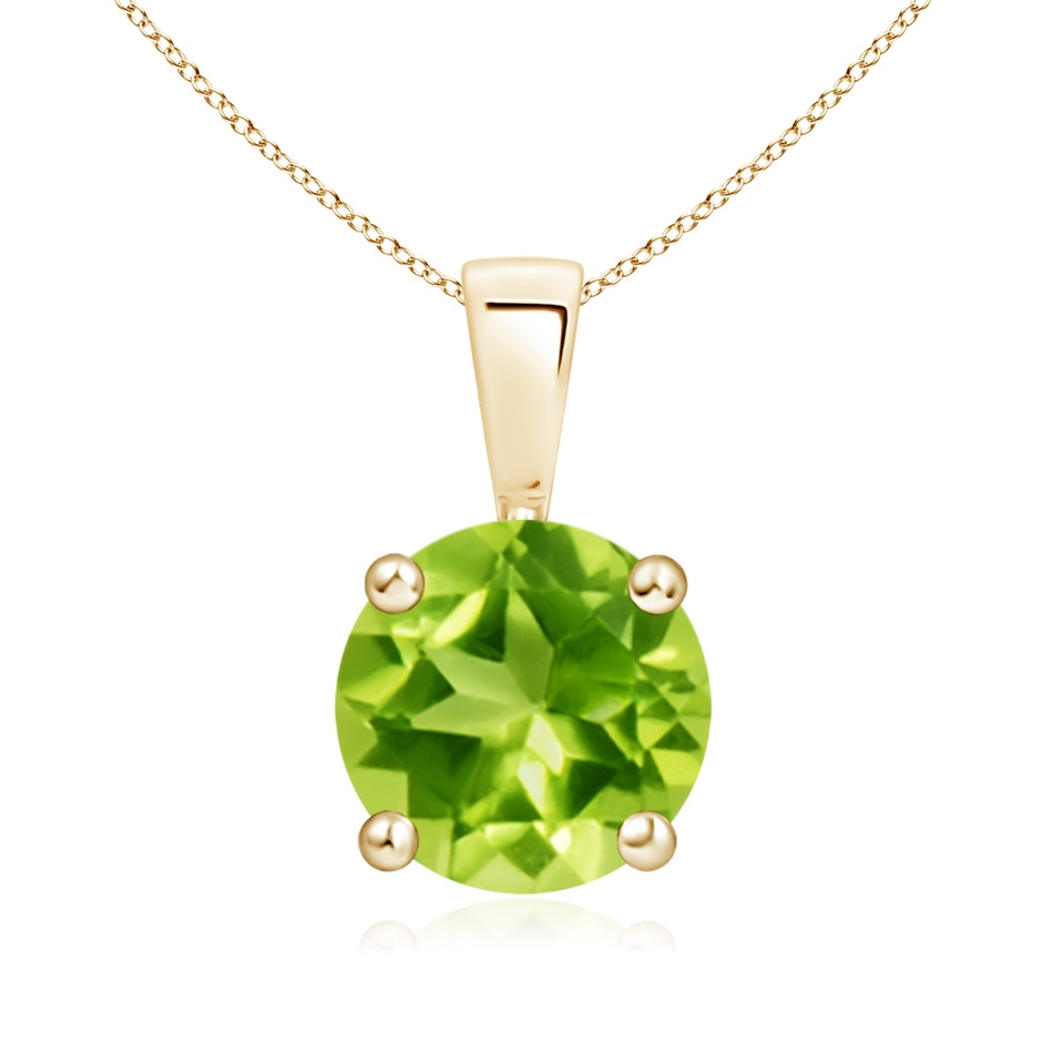 8mm AAA Classic Prong-Set Round Peridot Solitaire Pendant in Yellow Gold 