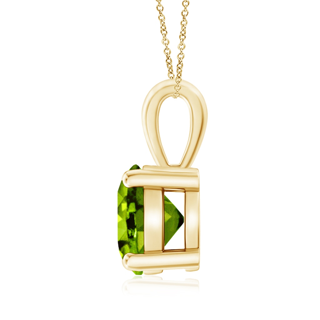 8mm AAAA Classic Round Peridot Solitaire Pendant in 18K Yellow Gold Side-1