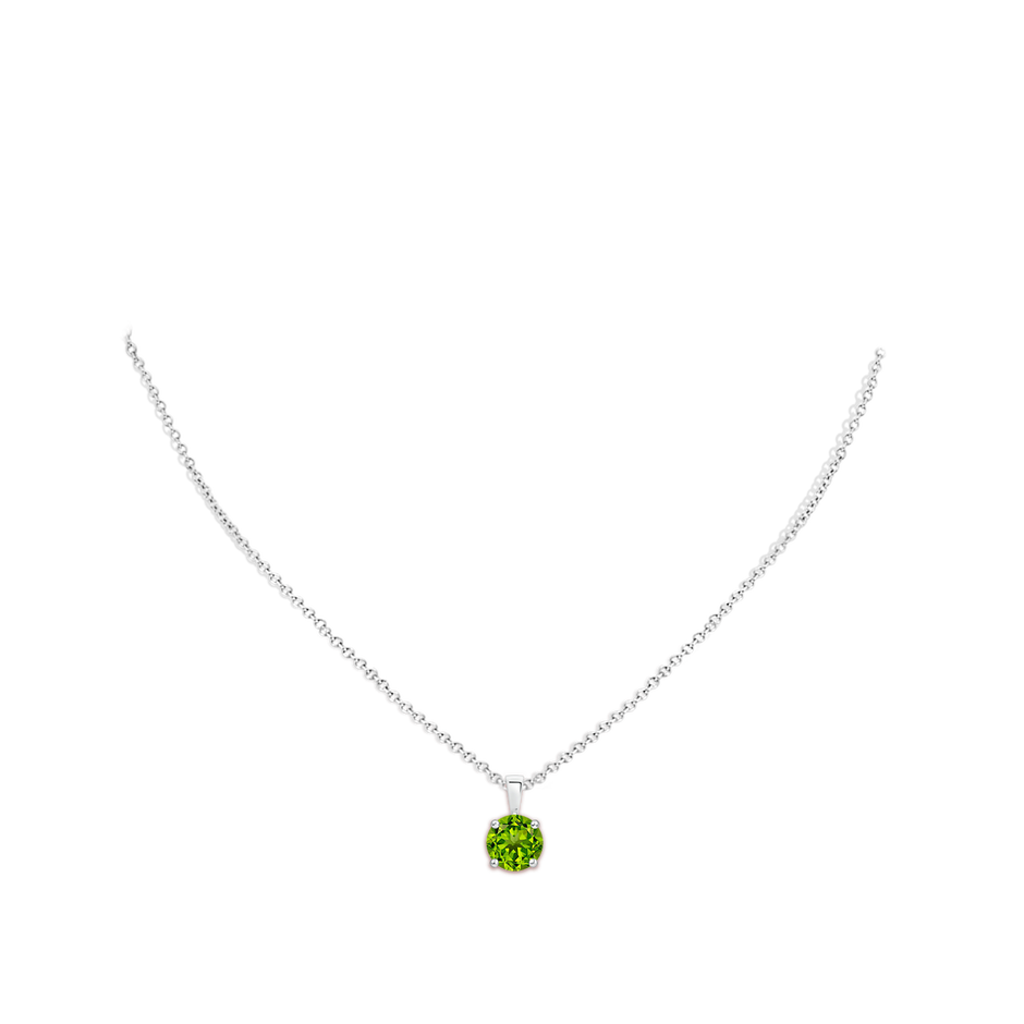 8mm AAAA Classic Prong-Set Round Peridot Solitaire Pendant in P950 Platinum pen