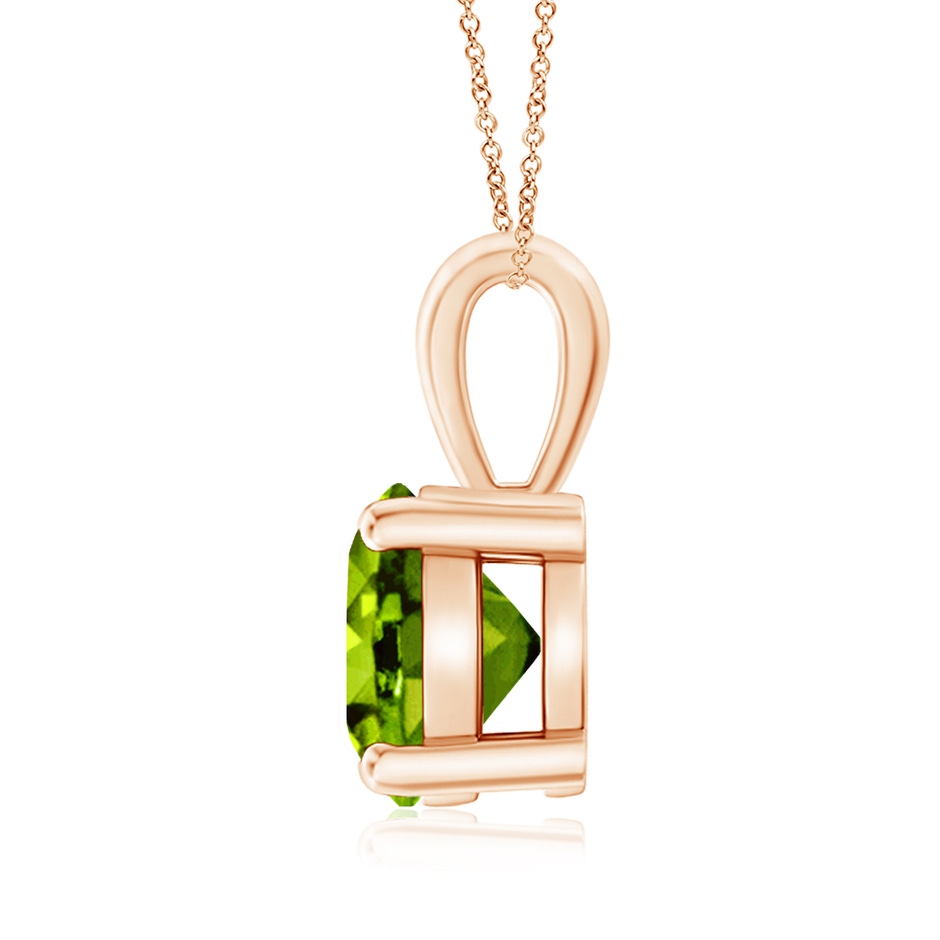 8mm AAAA Classic Prong-Set Round Peridot Solitaire Pendant in Rose Gold side 199