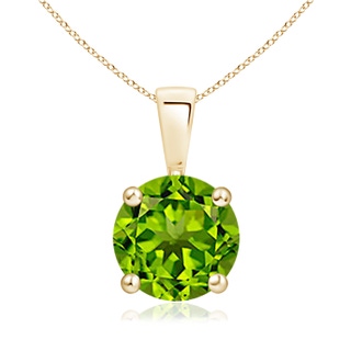 8mm AAAA Classic Round Peridot Solitaire Pendant in Yellow Gold
