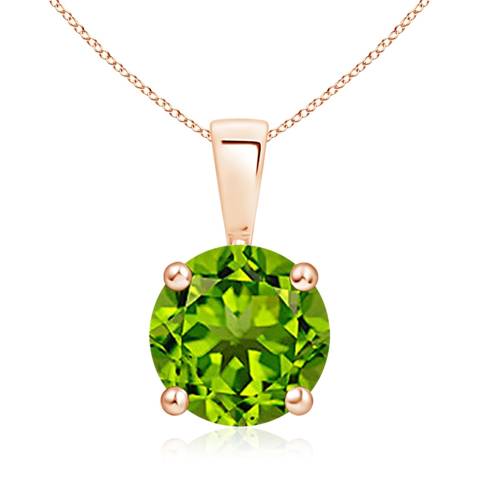 9mm AAAA Classic Prong-Set Round Peridot Solitaire Pendant in Rose Gold 