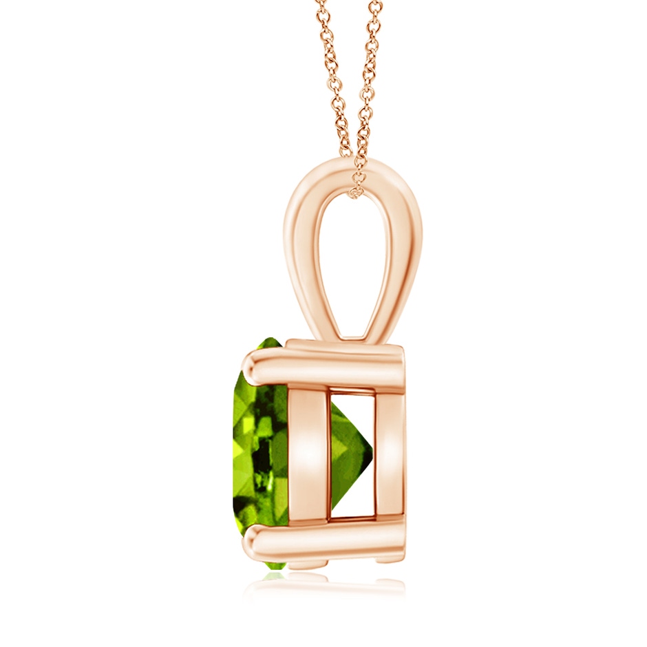 9mm AAAA Classic Prong-Set Round Peridot Solitaire Pendant in Rose Gold side 199