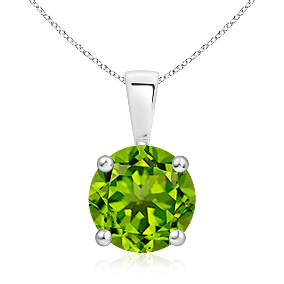 9mm AAAA Classic Prong-Set Round Peridot Solitaire Pendant in S999 Silver 