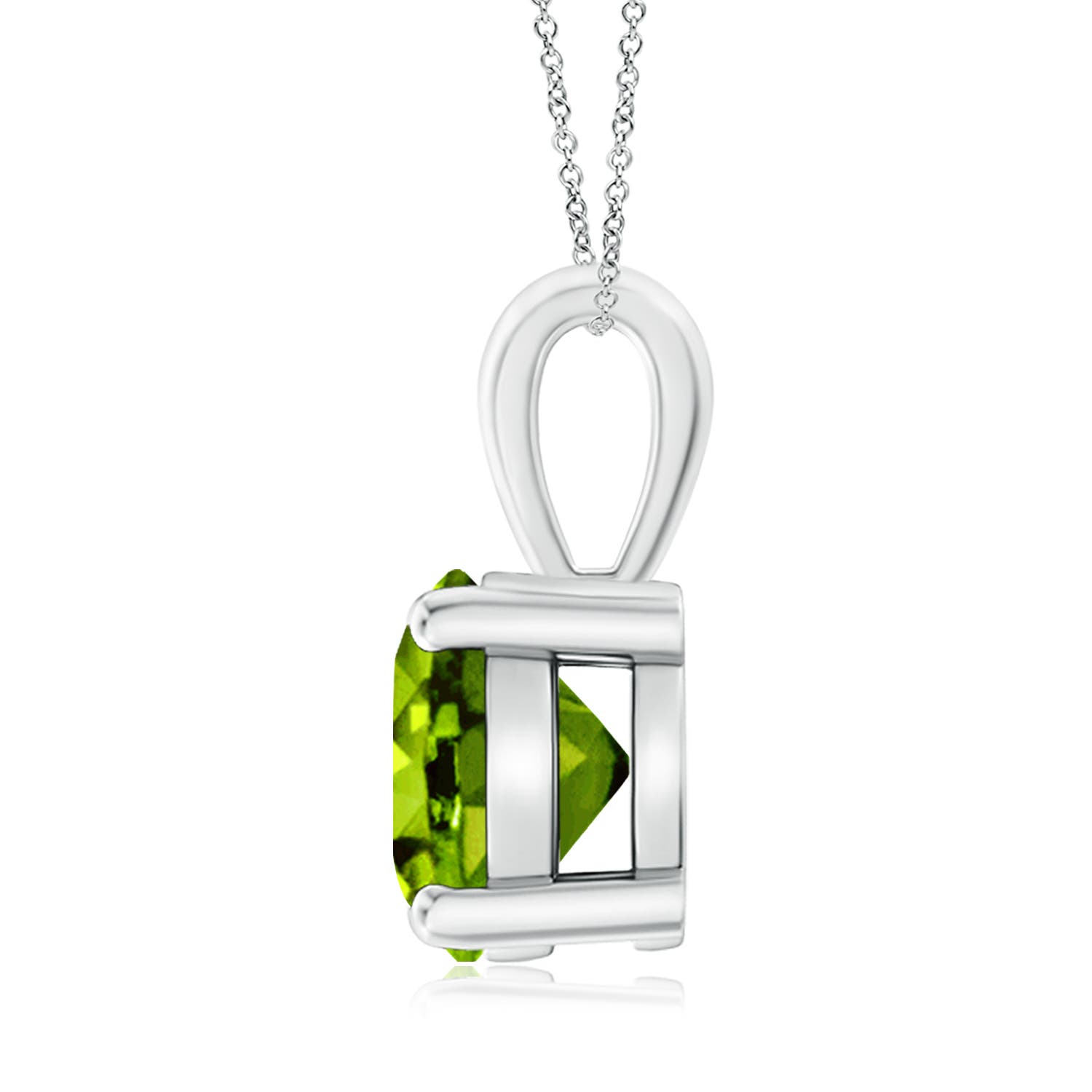 9mm AAAA Classic Prong-Set Round Peridot Solitaire Pendant in White Gold